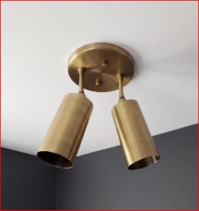 Plafonnier ajustable à 2 lumières en laiton fait main |   Plafonnier double spot de style Mid-Century - Product Image 2
