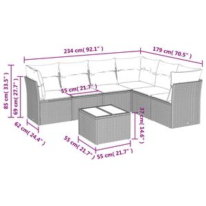 Ensemble de canapés de patio en polyrotin marron 7 pièces avec coussins, mobilier d'extérieur élégant - Product Image 3