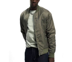 Chaqueta Bomber Verde Oliva para Hombre, Cierre de Cremallera, Cuello Alto, Informal, Cortavientos, de Poliéster, para Otoño - Product Image 4