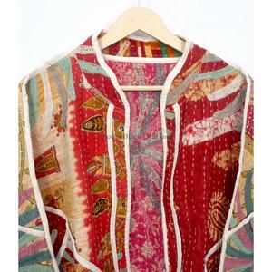 Vintage Bohemian Style Women's Kantha Quilted <b>Jackets</b> Jaipur Embroidery Button Handwoven Printed Cotton Autumn/Winter - Product Image 2