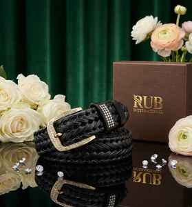 สายคาดศีรษะหนังม้าคริสตัลหรูหรา ประดับมุกและคริสตัลสีชมพู ดีไซน์รูปทรงคลื่น สำหรับผู้ชาย น้ำหนักเบา คุณภาพสูง RUB - Product Image 2