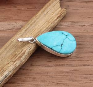 Pendentif en œil de tigre naturel Kingman, argent sterling 925 plaqué platine, collier vintage authentique en pierre bleue d'Arizona, unisexe - Product Image 4