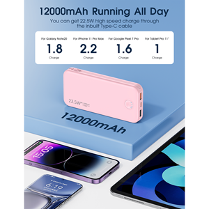 Power Bank Portatile da 12000mAh con Cavi Integrati, Caricabatterie per Telefono Cellulare, Batteria di Backup per iPhone, Stazione di Ricarica Conveniente per Telefono - Product Image 6