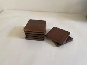 Teak Wood <b>Coasters</b>: Minimalist Walnut Finish Black <b>Drink</b> <b>Coasters</b> - Product Image 6