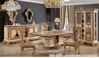 Mobilier de salle à manger de style intérieur baroque Ensemble de table à manger 6 places de style classique pour salle à manger Ensemble de table à manger sculptée à la main