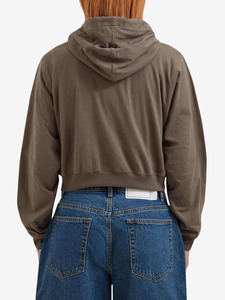 Custom Women <b>Cropped</b> <b>Zip</b> <b>Up</b> Hoodie Heavyweight Casual Fleece Hooded with Pockets OEM ODM Manufacturer - Product Image 6