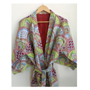 Peignoir Kimono Kantha de Luxe de Qualité Supérieure pour Femme – Respirant, Hiver/Été, Coton Écologique, Fait Main, Longueur Genou - Product Image 2