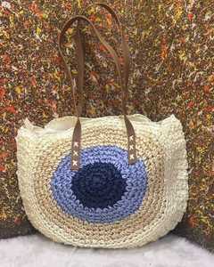 Beach <b>Straw</b> Solid Color Tote <b>Bag</b> with Zipper Closure Chains Polyester Lining Woven Shoulder Strap for Fashion Travel Shopping - Product Image 3
