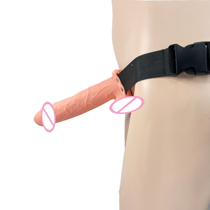 Vibromasseur rechargeable en silicone, 8 pouces, à forte vibration, avec sangle creuse, pour hommes et femmes. - Product Image 2