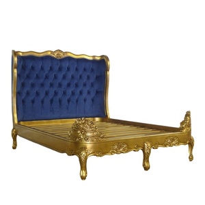 เตียงคิงไซส์หุ้มเบาะสีทองทองเตียงควีนไซส์แกะสลักด้วยมือทำจากไม้สำหรับเฟอร์นิเจอร์ห้องนอนโบราณและเฟอร์นิเจอร์โรงแรม - Product Image 2