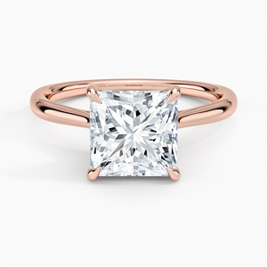 Bague de fiançailles solitaire en moissanite taille princesse 2 carats, design à queue sculptée fendue - Product Image 5