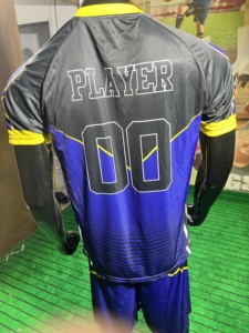 Conjunto de Camiseta de Fútbol Sublimada para Hombre HUSKY, Azul y Amarillo, Cuello Redondo, Manga Corta, Absorbe la Humedad, 100% Poliéster, Corte Regular, Personalizable - Product Image 4