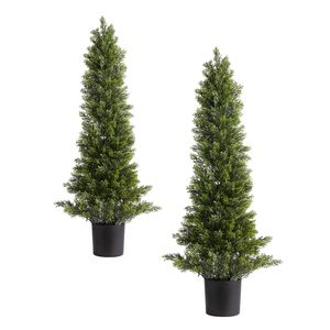 Set di 2 Alberi di Cedro Artificiali a Forma di Ulivo da 36 Pollici, Arbusti di Pino in Seta Sintetica, Facile Montaggio, Decorazione Frontale Realistica - Product Image 1