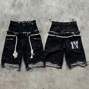 Custom Men's Casual Acid Washed <b>Mid</b> Waist Sweat Shorts Solid Streetwear Heavyweight 100% Cotton French Terry Quick Pocket Quick - Product Image 4