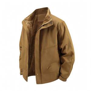 Veste d'hiver pour homme 2025, écologique, respirante, doublée en polaire sherpa, chaude, avec fermeture éclair, col montant, coupe-vent décontractée, vêtements d'hiver - Product Image 5