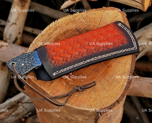 Couteau de chasse à lame fixe en acier inoxydable 58 HRC Hawk Bill EDC de UA Supplies, manche en nid d'abeille et étui en cuir, vente en gros - Product Image 6