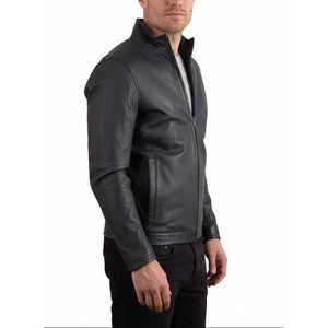 Veste en cuir de vachette noire de qualité supérieure pour homme Leathertex, taille XS, style motard, col montant, pour la saison d'automne - Product Image 2