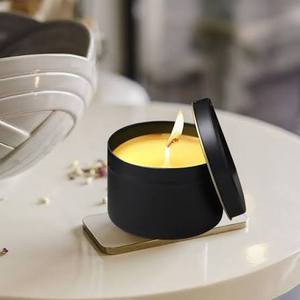 Pot à bougie en acier inoxydable noir avec revêtement en poudre, écologique, durable, avec couvercle métallique, pour la décoration de table, de la maison, de mariage ou de Noël - Product Image 1