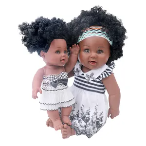 High quality Chinese handmade doll african american black doll lace dress mom and baby lovely doll for playing children