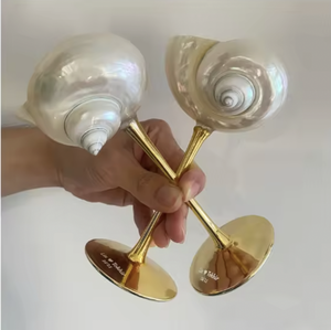 แก้วไวน์เปลือกหอยเวียดนาม แก้วน้ำเปลือกหอยธรรมชาติ สำหรับไวน์ ค็อกเทล ตกแต่งโต๊ะบาร์ริมชายฝั่งสไตล์เรียบง่าย - Product Image 2