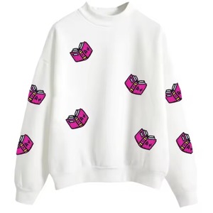 Customizable Sweatshirt Back to School 100% Cotton Beaded Embroidered Custom Design Front Logo Breathable Wholesale Bulk - Product Image 1
