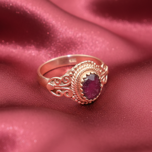 Vintage Ruby <b>Ring</b> 925 Sterling Silver Yellow Gold Plated Oval Red July Birthstone Filigree Handmade <b>Statement</b> Jewelry Gift Women - Product Image 3