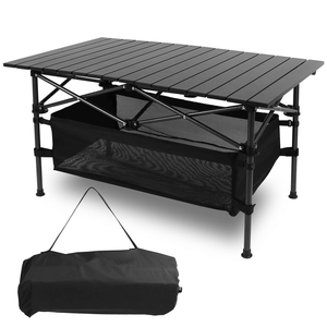 Lightweight Compact Indoor/Outdoor Folding <b>Table</b> with Durable Metal Tripod Base Storage Bag for Beach Picnic <b>BBQ</b> Patio Use - Product Image 1