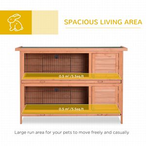 2 Story <b>Large</b> 54\" <b>Rabbit</b> Hutch Wooden Pet House with Lockable Doors No Leak Tray Waterproo for Small Animals Bunny <b>Cage</b> - Product Image 3