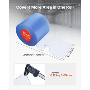 Tenda a Strisce in PVC Trasparente, Rotolo da 30,8 m x 30,5 cm, per Logistica, Magazzini, Porte in Plastica, Congelatori e Cella Frigorifera - Product Image 2