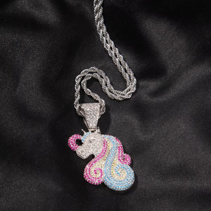 Pendentif unisexe en cristal plaqué rhodium argent 925, personnalisable, forme animalière, style hip-hop, provenant d'un fournisseur indien - Product Image 3