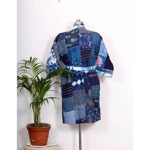 Kimono corto para mujer, el más vendido, hecho a mano, de seda Kantha, estilo vintage, para el invierno, para dormir. - Product Image 6
