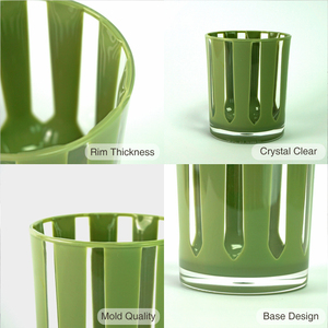 [Holar] Taiwan Made Sage Green Ribbed Drinkware Striped Design Reusable 15oz Custom <b>Plastic</b> <b>Cups</b> for Outdoor Party Poolside - Product Image 4