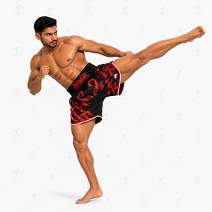 Shorts de boxe thaï classiques 195 GSM en satin, durables et légers, pour Muay Thai et Kickboxing, avec fente latérale et taille élastique, pour l'entraînement - Product Image 2