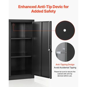 Armadio da Garage in Acciaio 41,7 Pollici, Contenitore Metallico con 3 Ripiani, 2 Mensole Regolabili, 2 Porte Magnetiche, 2 Chiavi, Chiudibile a Chiave - Product Image 5