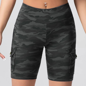 Pantalones Cortos Deportivos de Compresión con Estampado de Camuflaje, de Spandex y Poliéster, con Bolsillos Traseros, para Entrenamiento y Fitness - Product Image 2