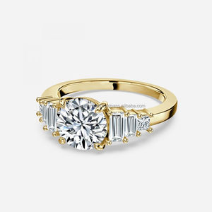 <b>Iced</b> Jewelry Brilliant Cut Solitaire Moissanite Diamond 10K Gold Prong Setting Trendy Engagement Anniversary Wedding Party Gift - Product Image 6