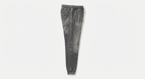 Gray Washed Denim Loose Fit Jogger Pants Ripped Casual <b>Trousers</b> Elastic Waist Drawstring Cargo Style 6XL for Men - Product Image 3