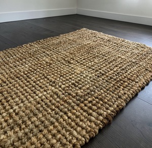 Alfombra de Yute Abstracta Tejida a Mano |   Alfombra Antideslizante Ecológica de Estilo Boho Rústico Natural - Product Image 6