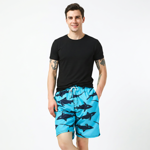 Short de bain décontracté pour homme en toile à imprimé requin bleu, séchage rapide, avec cordon de serrage, taille mi-haute et poches, style urbain - Product Image 5