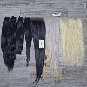 Vente en gros de petites attaches de cheveux, livraison rapide, closure HD 5x5, cheveux vietnamiens bruts blonds naturels raides et ondulés, closures en dentelle HD - Product Image 2