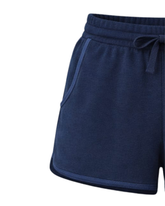 Custom Navy Blue <b>Women</b> Sweat <b>Shorts</b> Cotton Fleece <b>Elastic</b> <b>Waist</b> Drawstring Gym Casual Summer <b>Shorts</b> OEM Manufacturer Supplier - Product Image 3