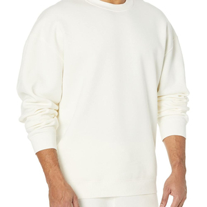 เสื้อสเวตเชิ้ตผู้ชายสีขาว คอทรงอเมริกัน ผ้าหนา 350-450 แกรม ทรงหลวม ไหล่ตก สีพื้น แบบโอเวอร์ไซส์ - Product Image 2