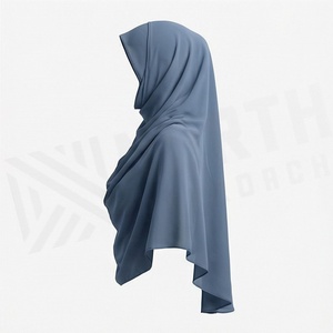 Hiyab de poliéster de color sólido para mujer, tela jersey, agradable al tacto, para uso diario, pañuelo étnico de Oriente Medio. - Product Image 3