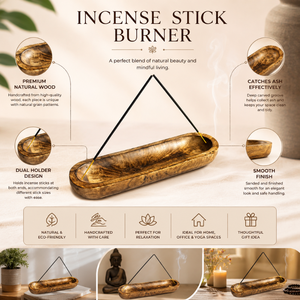 Natural Wooden Incense Ash Catcher <b>Tray</b> | Handcrafted Wooden Incense Stick Holder for Meditation Yoga Aromatherapy Spiritual - Product Image 4