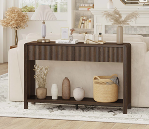 โต๊ะคอนโซลไม้เนื้อแข็งรีไซเคิลสไตล์โมเดิร์น พร้อมลิ้นชักสามช่อง สำหรับเฟอร์นิเจอร์บ้าน ใช้ในทางเข้าบ้าน ห้องทำงาน หรืออพาร์ตเมนต์ - Product Image 1