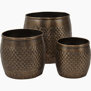 Jardinières en métal doré originales, forme ronde, accessoires de jardin pour la maison, balcon, patio, pots et jardinières - Product Image 1