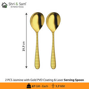 Jasmine Laser 7 <b>Cutlery</b> Stainless Steel Utensils with <b>Gold</b> PVD Coating - Product Image 5