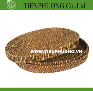 Bandeja Redonda de Mimbre Natural Hecha a Mano, Bandeja para Dulces para el Hogar, Cocina, Almacenamiento, Vacaciones, Cesta de Ratán Hecha en Vietnam - Product Image 4