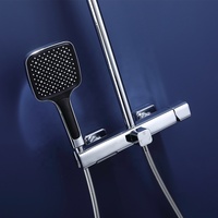 Douche supérieure 10 pouces avec douchette de massage, design tendance, quatre fonctions, robinet de salle de bain moderne, chromé