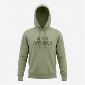 Sweat à capuche pour homme North Approach, vert olive, en polaire, coupe classique, imprimé sur le devant, pour l'automne - Product Image 1
